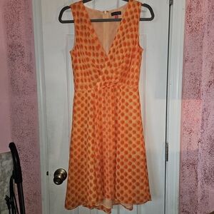Orange Polka Dot Sleeveless Dress